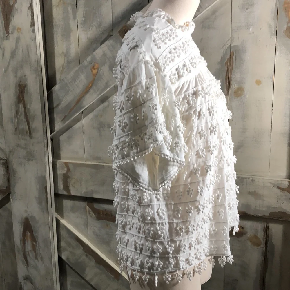 Farm Rio fringe detail short sleeve blouse - Picture 6 of 12